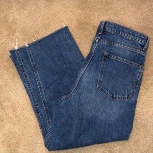 Zara Woman Raw Hem Stone Wash Jeans